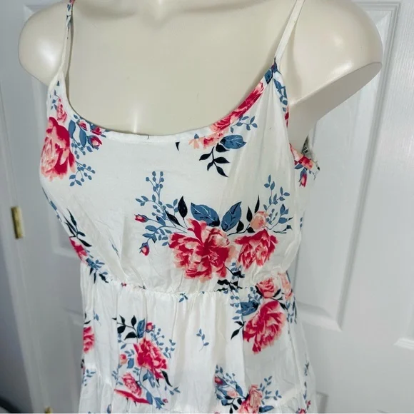 COTTON ON dress FLORAL off white MINI DRESS pink blue open back casual FLIRTY XS - Picture 3 of 7